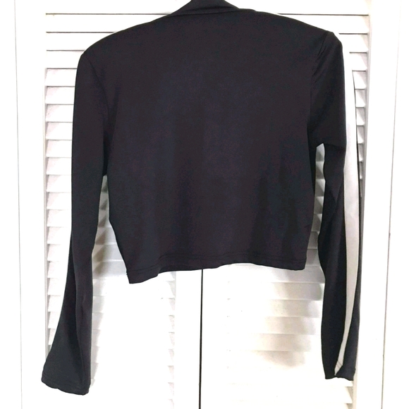 Black Crop Top Turtleneck witb white stripe M - Picture 2 of 11